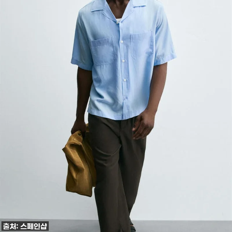 Zara 하늘색 린넨라이오셀 반팔 셔 관련 이미지 7