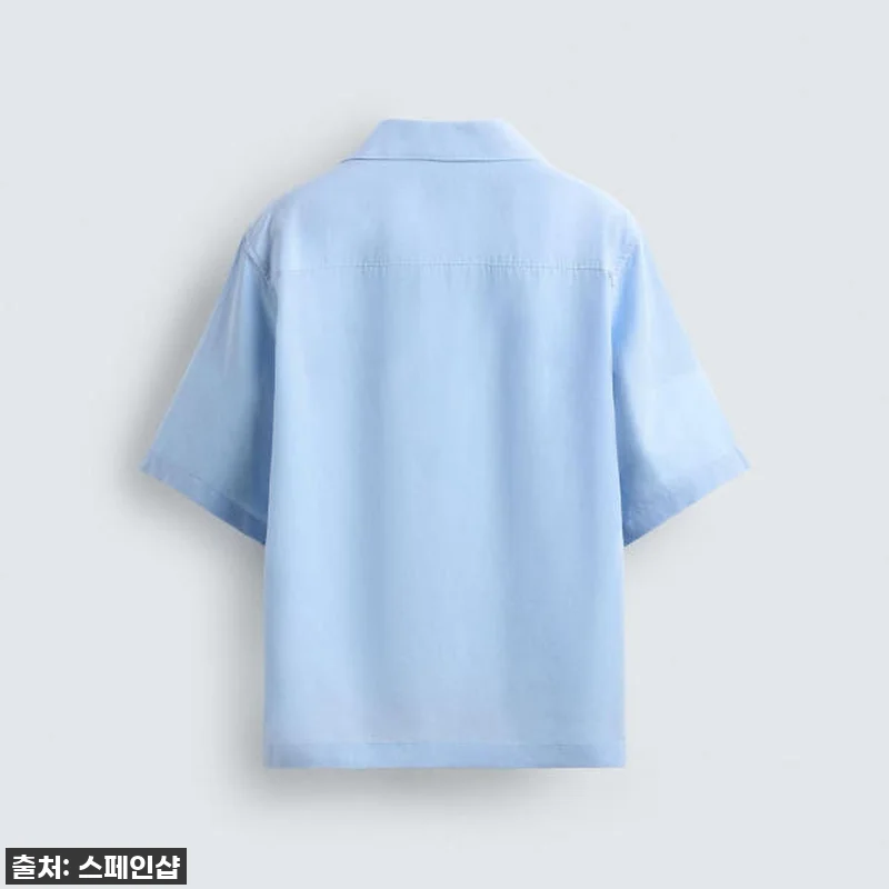 Zara 하늘색 린넨라이오셀 반팔 셔 관련 이미지 8