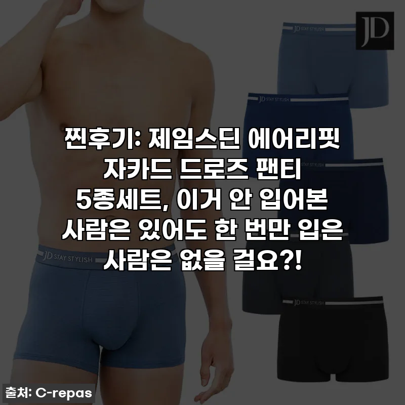 찐후기: 제임스딘 에어리핏 자카드 드로즈 팬티 5종세트, 이거 안 입어본 사람은 있어도 한 번만 입은 사람은 없을 걸요?!
