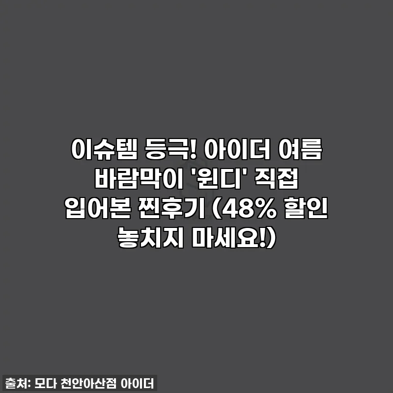 이슈템 등극! 아이더 여름 바람막이 '윈디' 직접 입어본 찐후기 (48% 할인 놓치지 마세요!)