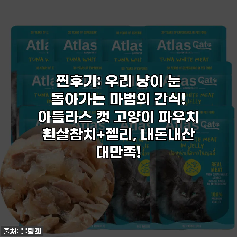 찐후기: 우리 냥이 눈 돌아가는 마법의 간식! 아틀라스 캣 고양이 파우치 흰살참치+젤리, 내돈내산 대만족!