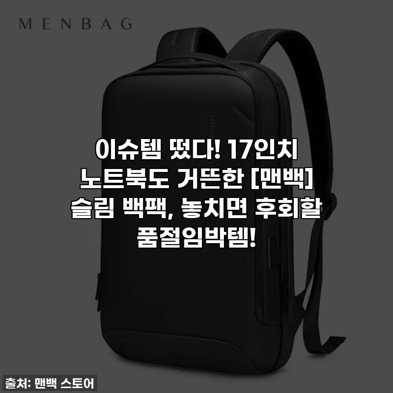 이슈템 떴다! 17인치 노트북도 거뜬한 [맨백] 슬림 백팩, 놓치면 후회할 품절임박템!