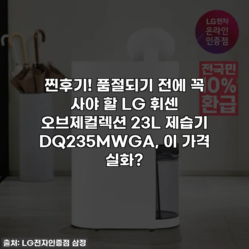 찐후기! 품절되기 전에 꼭 사야 할 LG 휘센 오브제컬렉션 23L 제습기 DQ235MWGA, 이 가격 실화?