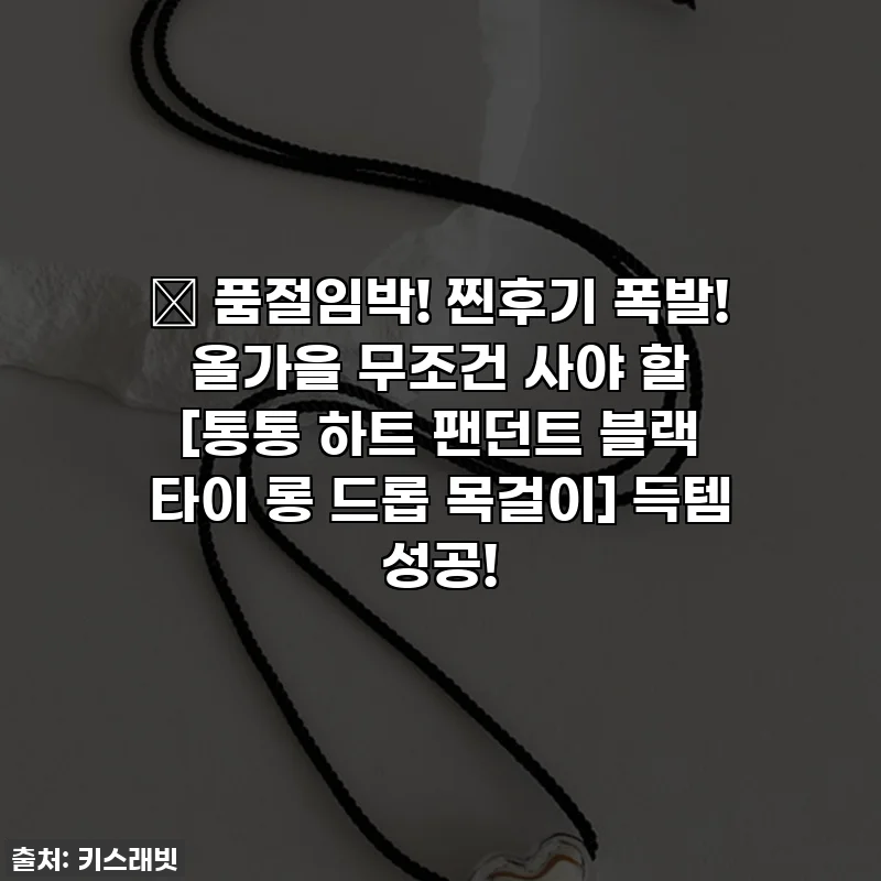 💖 품절임박! 찐후기 폭발! 올가을 무조건 사야 할 [통통 하트 팬던트 블랙 타이 롱 드롭 목걸이] 득템 성공!