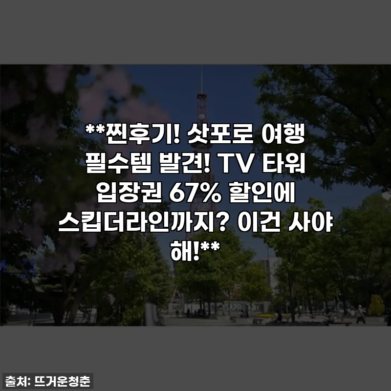 **찐후기! 삿포로 여행 필수템 발견! TV 타워 입장권 67% 할인에 스킵더라인까지? 이건 사야 해!**