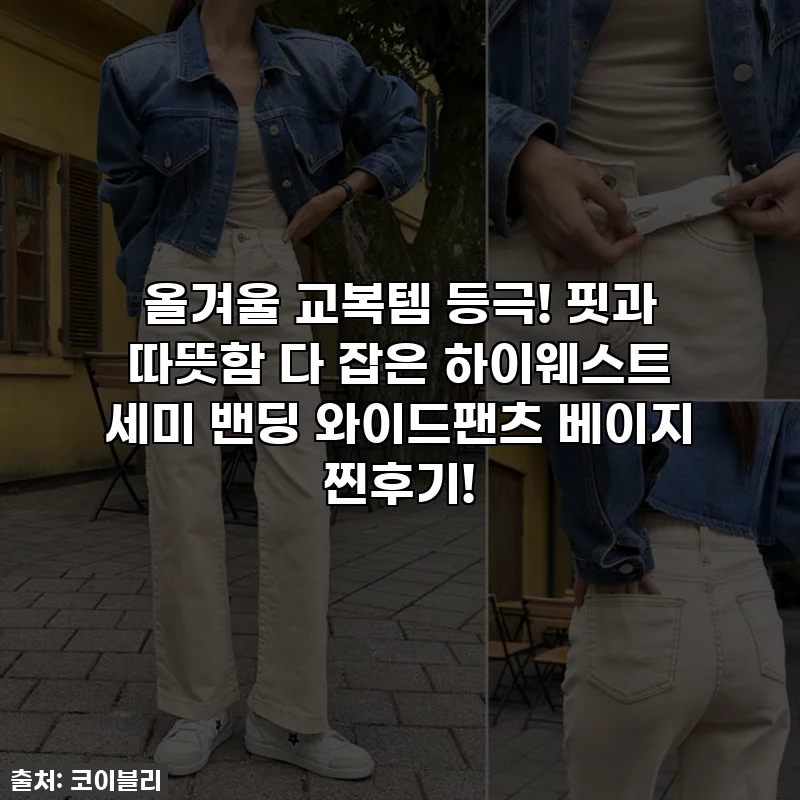 올겨울 교복템 등극! 핏과 따뜻함 다 잡은 하이웨스트 세미 밴딩 와이드팬츠 베이지 찐후기!