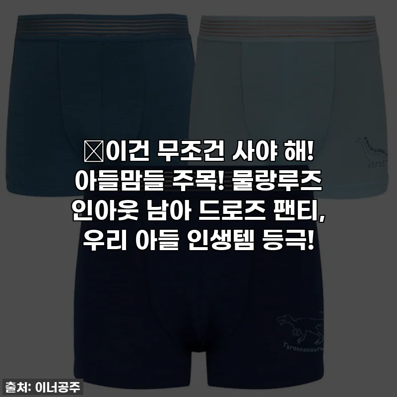 ✨이건 무조건 사야 해! 아들맘들 주목! 물랑루즈 인아웃 남아 드로즈 팬티, 우리 아들 인생템 등극!