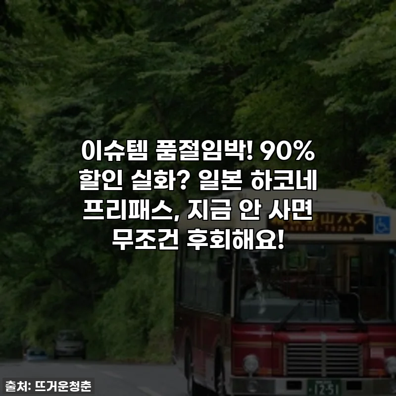 이슈템 품절임박! 90% 할인 실화? 일본 하코네 프리패스, 지금 안 사면 무조건 후회해요!