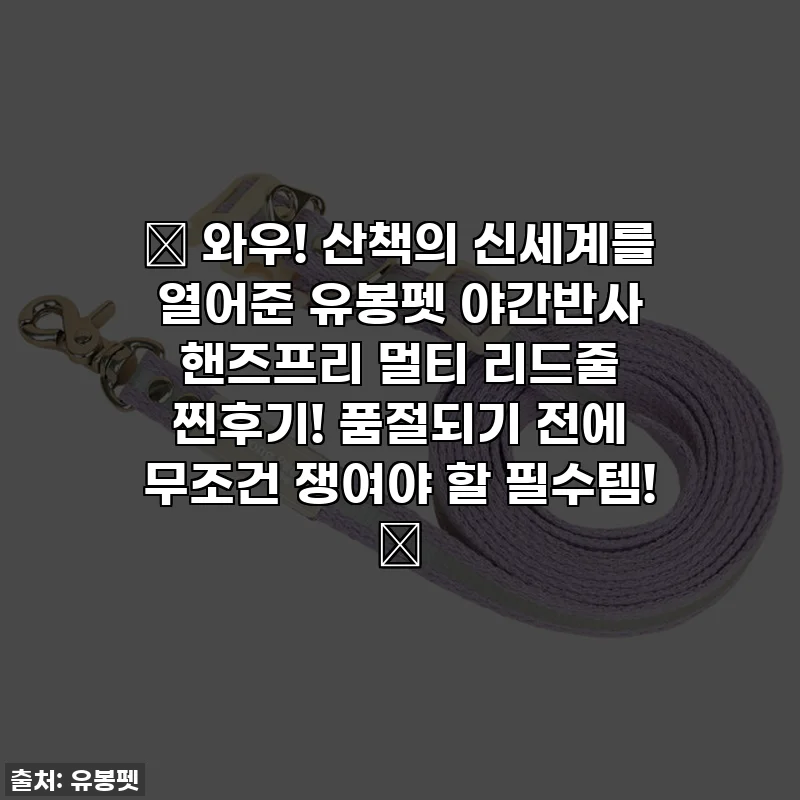 🌟 와우! 산책의 신세계를 열어준 유봉펫 야간반사 핸즈프리 멀티 리드줄 찐후기! 품절되기 전에 무조건 쟁여야 할 필수템! 🐾