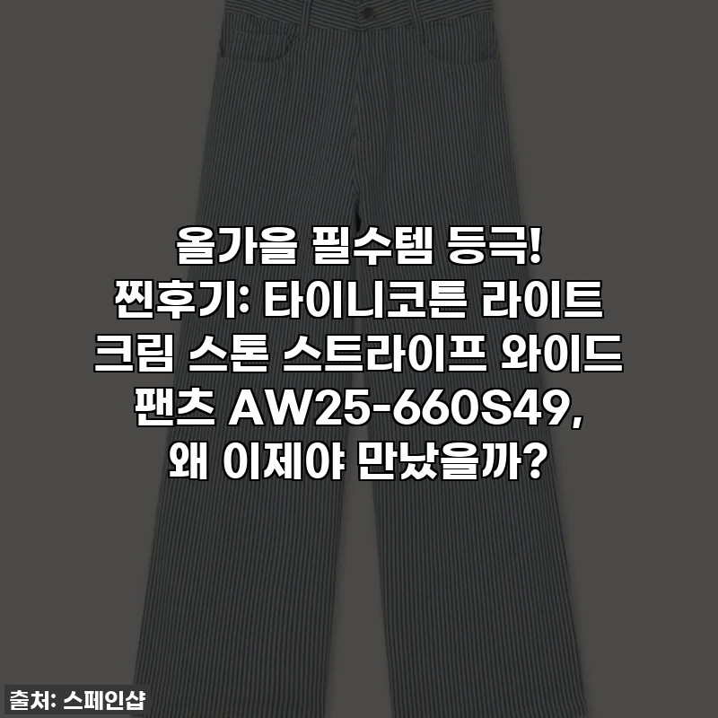 올가을 필수템 등극! 찐후기: 타이니코튼 라이트 크림 스톤 스트라이프 와이드 팬츠 AW25-660S49, 왜 이제야 만났을까?
