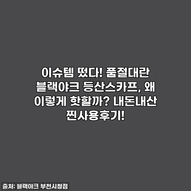 이슈템 떴다! 품절대란 블랙야크 등산스카프, 왜 이렇게 핫할까? 내돈내산 찐사용후기!
