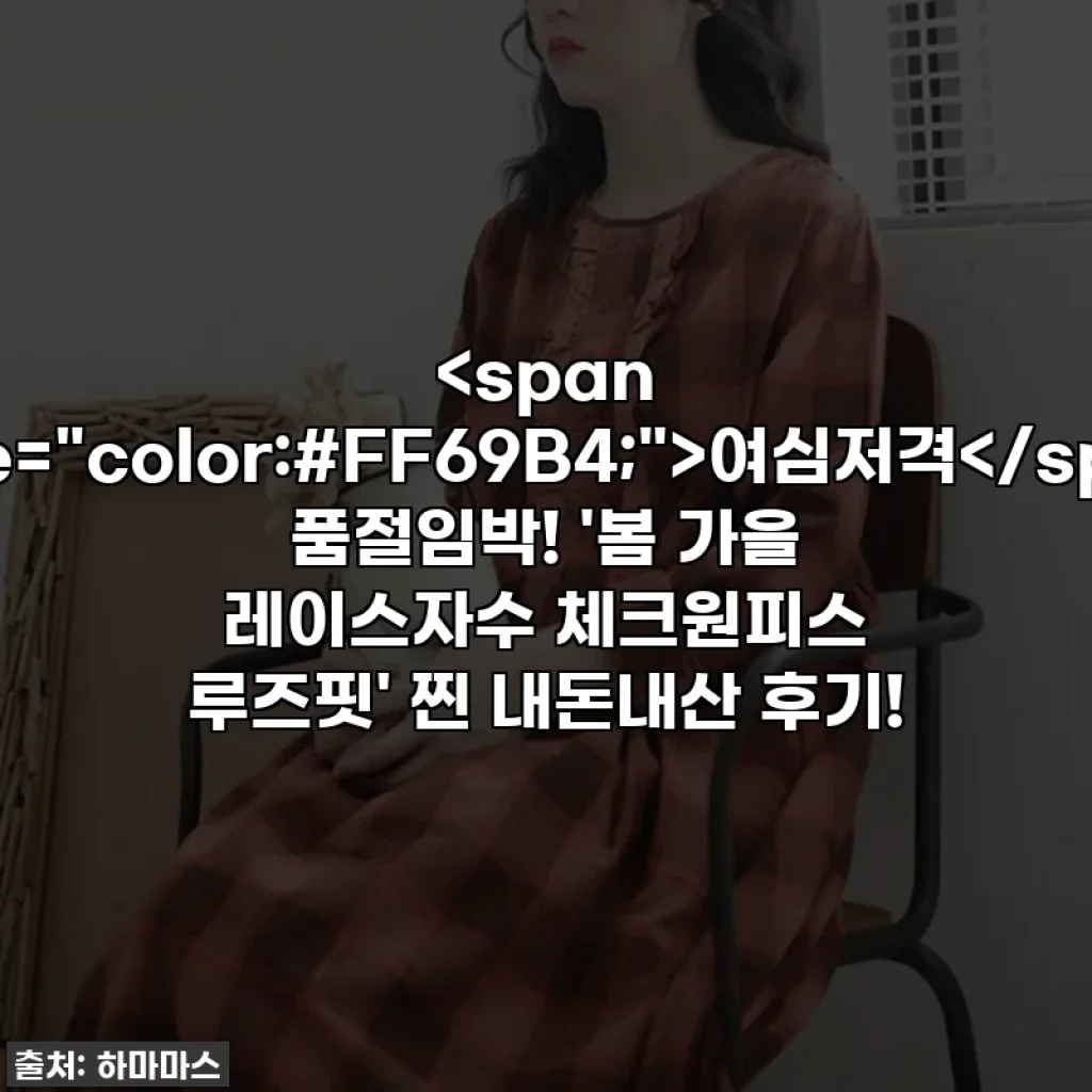 여심저격 품절임박! '봄 가을 레이스자수 체크원피스 루즈핏' 찐 내돈내산 후기!