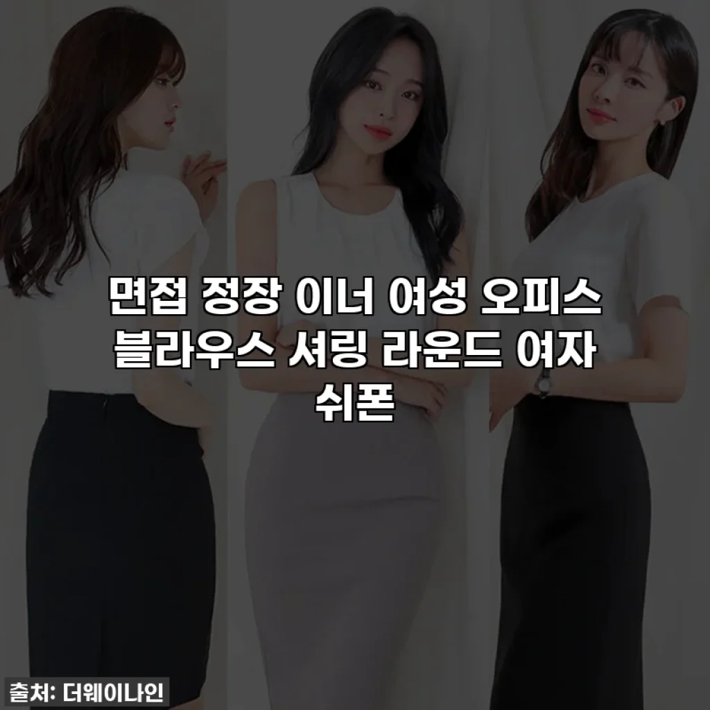 면접 정장 이너 여성 오피스 블라우스 셔링 라운드 여자 쉬폰