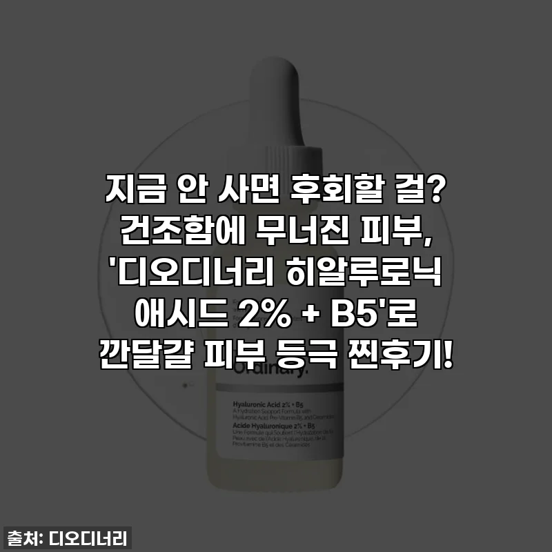 지금 안 사면 후회할 걸? 건조함에 무너진 피부, '디오디너리 히알루로닉 애시드 2% + B5'로 깐달걀 피부 등극 찐후기!