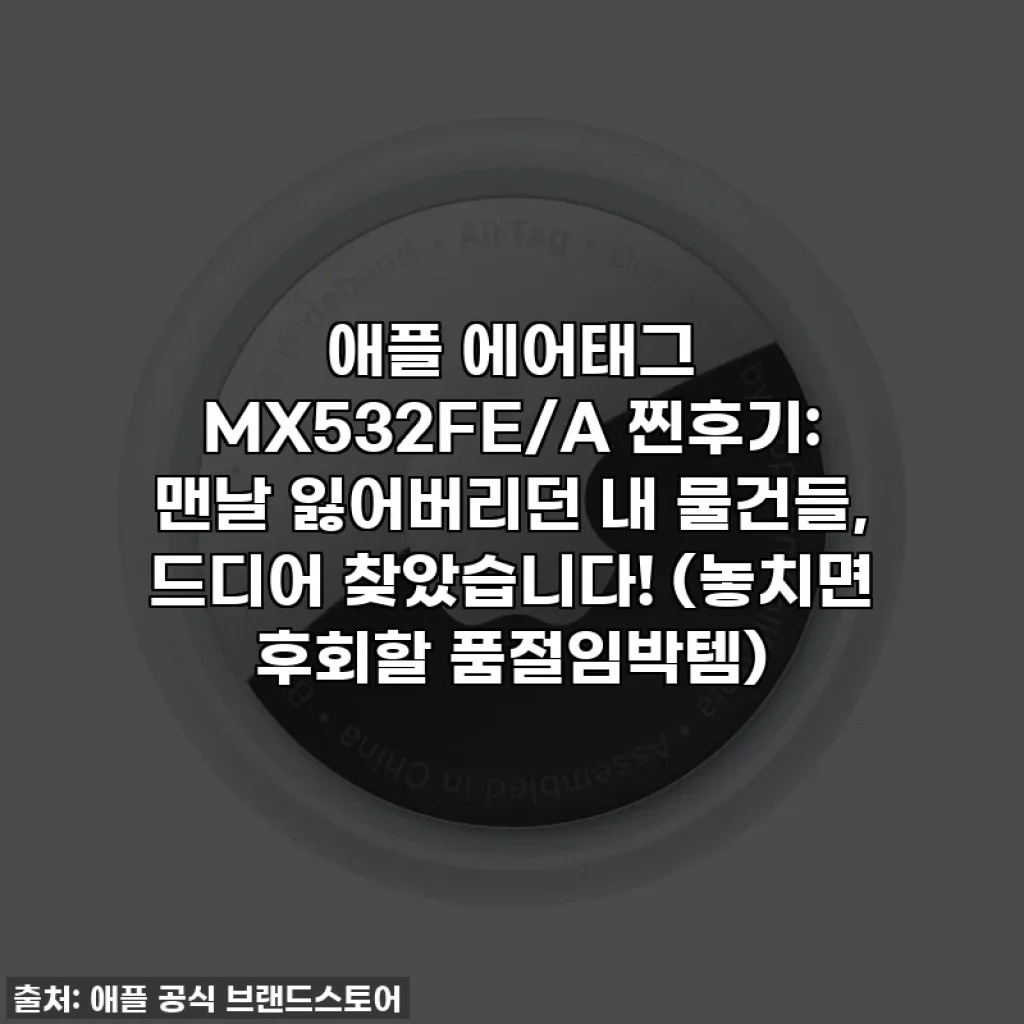애플 에어태그 MX532FE/A 찐후기: 맨날 잃어버리던 내 물건들, 드디어 찾았습니다! (놓치면 후회할 품절임박템)