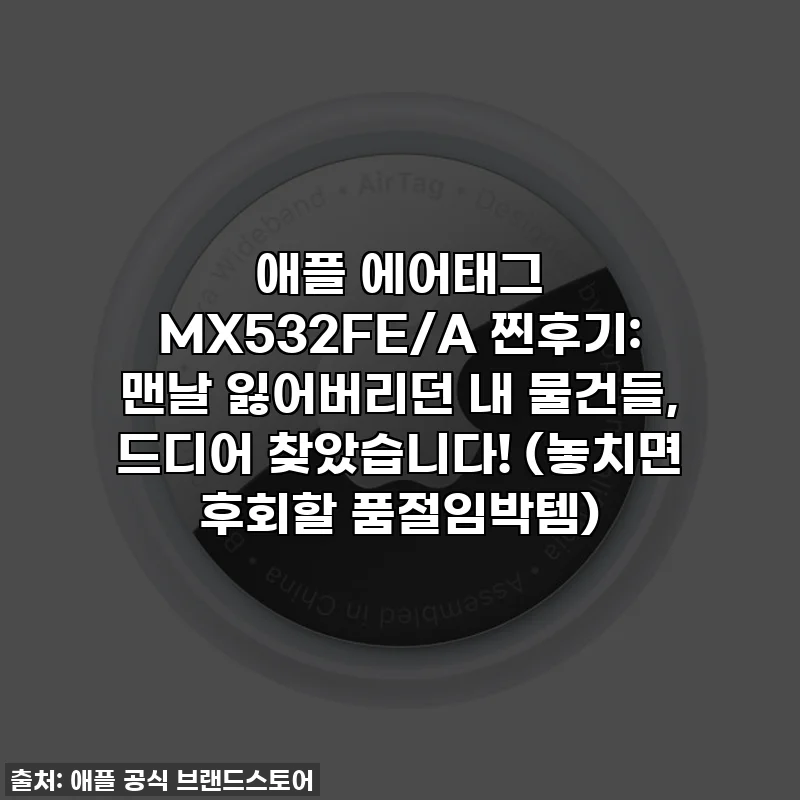 애플 에어태그 MX532FE/A 찐후기: 맨날 잃어버리던 내 물건들, 드디어 찾았습니다! (놓치면 후회할 품절임박템)