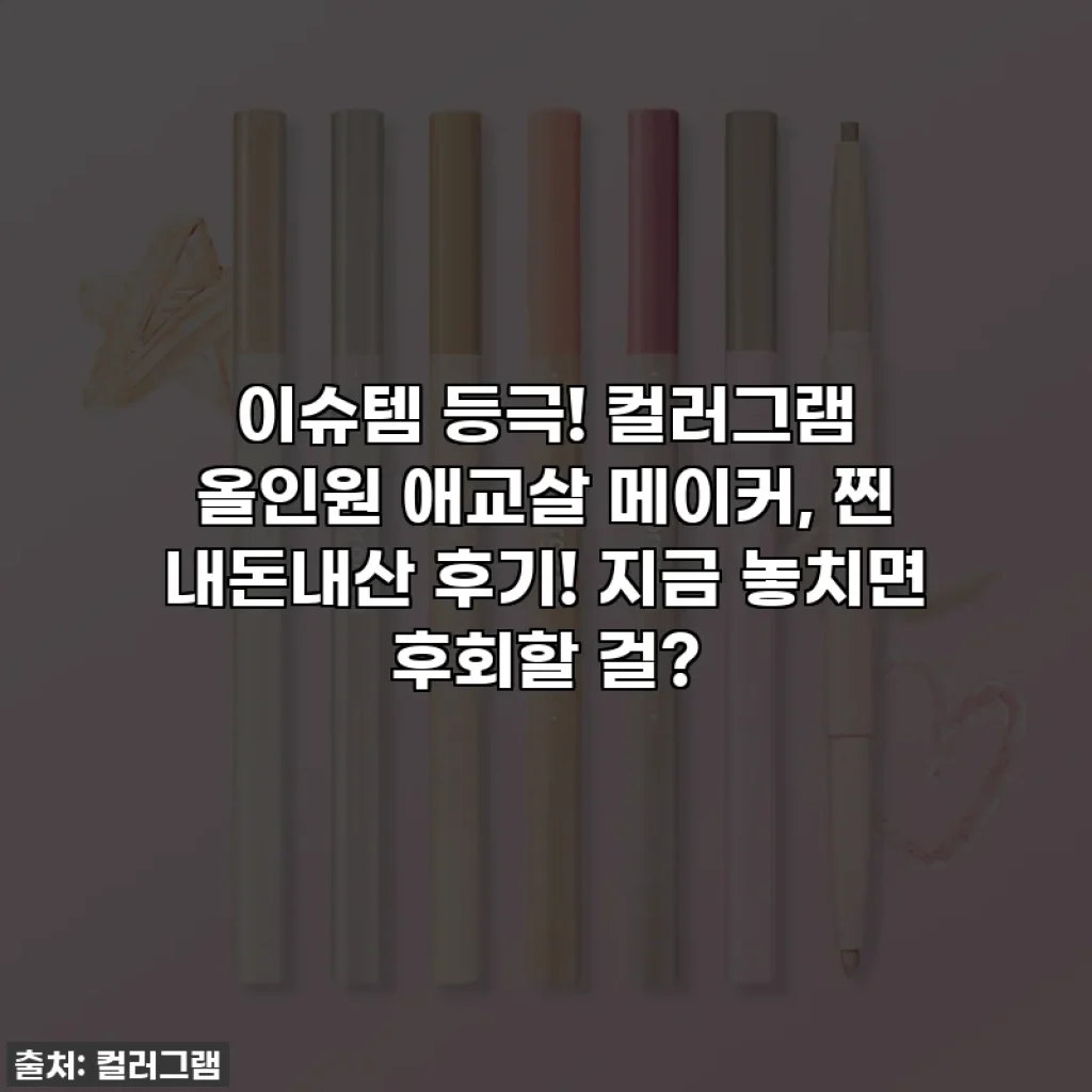 이슈템 등극! 컬러그램 올인원 애교살 메이커, 찐 내돈내산 후기! 지금 놓치면 후회할 걸?