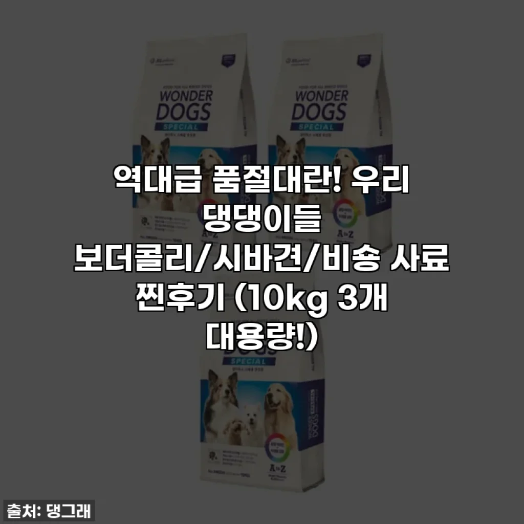 역대급 품절대란! 우리 댕댕이들 보더콜리/시바견/비숑 사료 찐후기 (10kg 3개 대용량!)