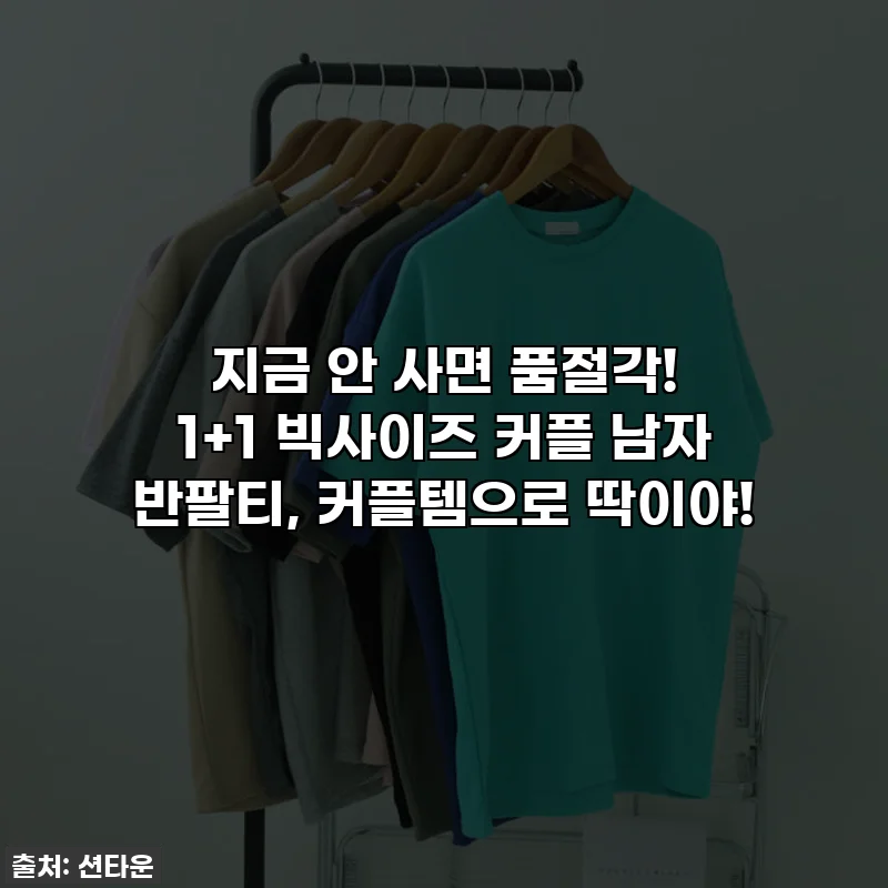지금 안 사면 품절각! 1+1 빅사이즈 커플 남자 반팔티, 커플템으로 딱이야!