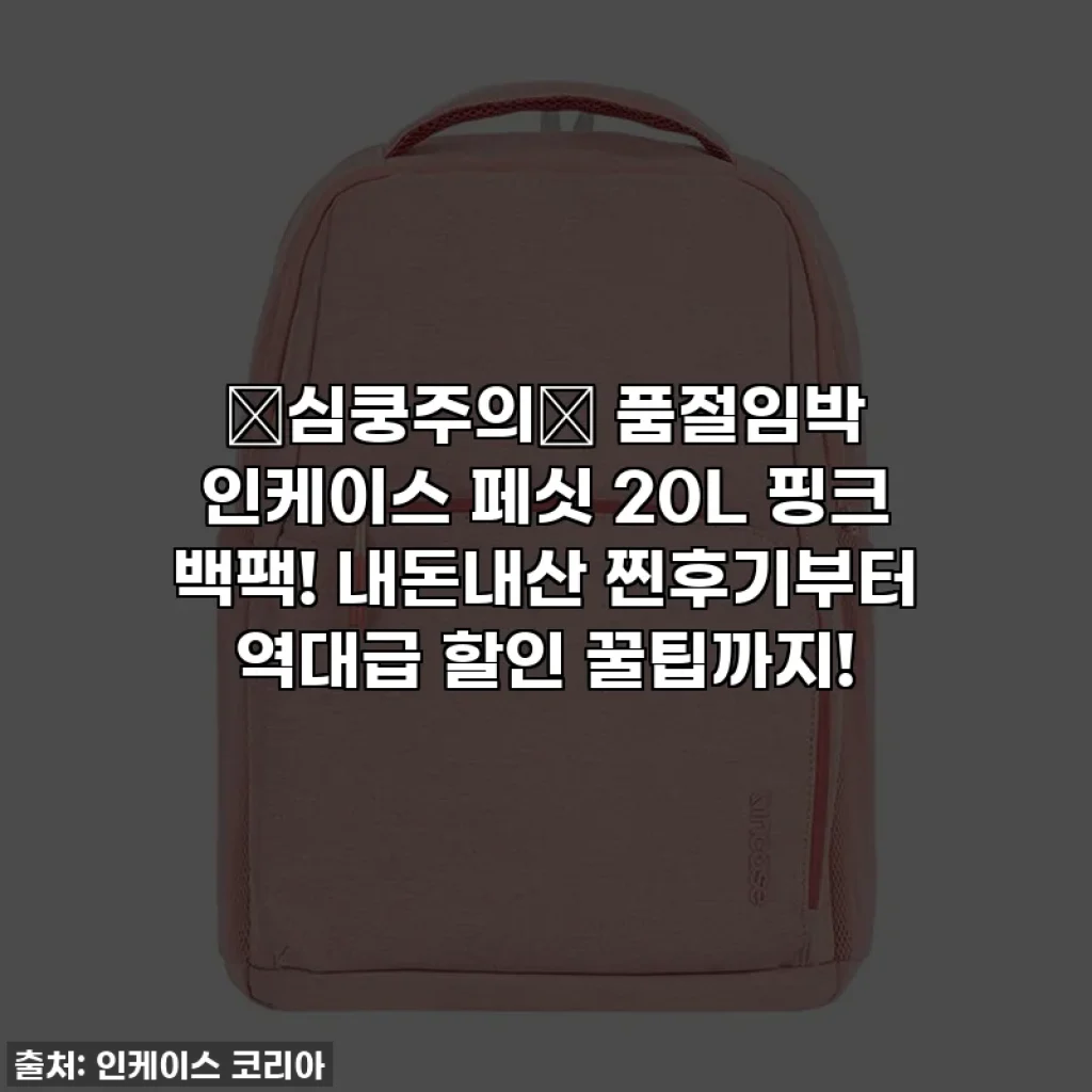 💖심쿵주의💖 품절임박 인케이스 페싯 20L 핑크 백팩! 내돈내산 찐후기부터 역대급 할인 꿀팁까지!