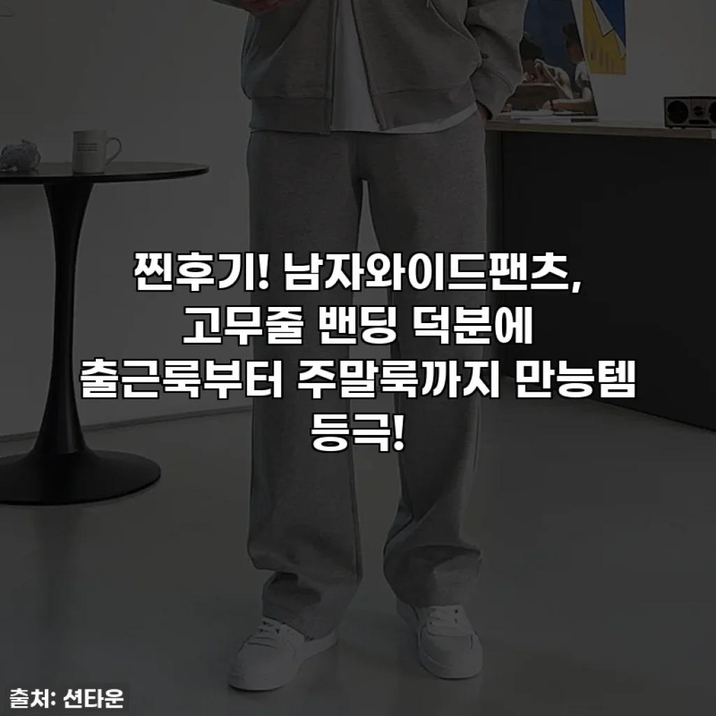 찐후기! 남자와이드팬츠, 고무줄 밴딩 덕분에 출근룩부터 주말룩까지 만능템 등극!