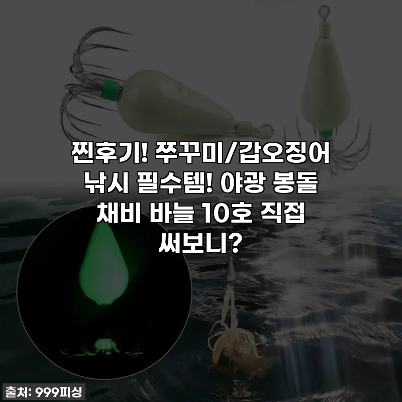 찐후기! 쭈꾸미/갑오징어 낚시 필수템! 야광 봉돌 채비 바늘 10호 직접 써보니?