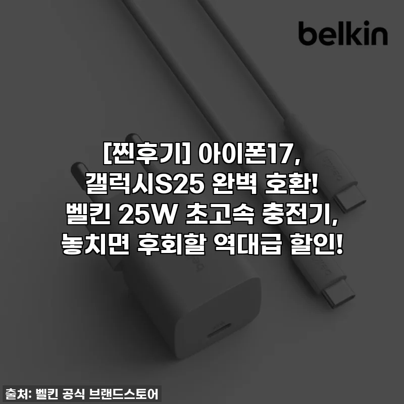 [찐후기] 아이폰17, 갤럭시S25 완벽 호환! 벨킨 25W 초고속 충전기, 놓치면 후회할 역대급 할인!