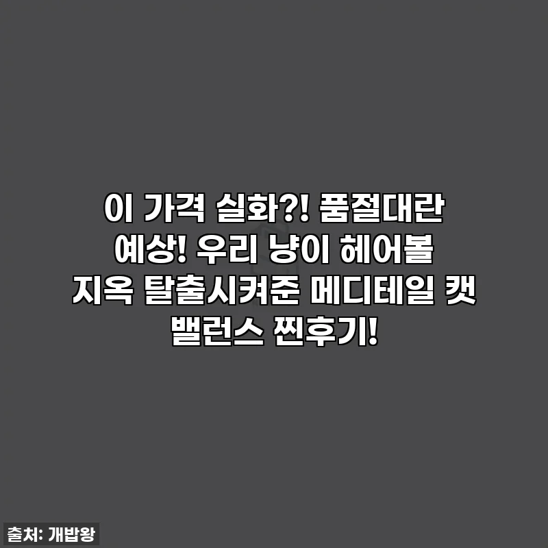 이 가격 실화?! 품절대란 예상! 우리 냥이 헤어볼 지옥 탈출시켜준 메디테일 캣 밸런스 찐후기!
