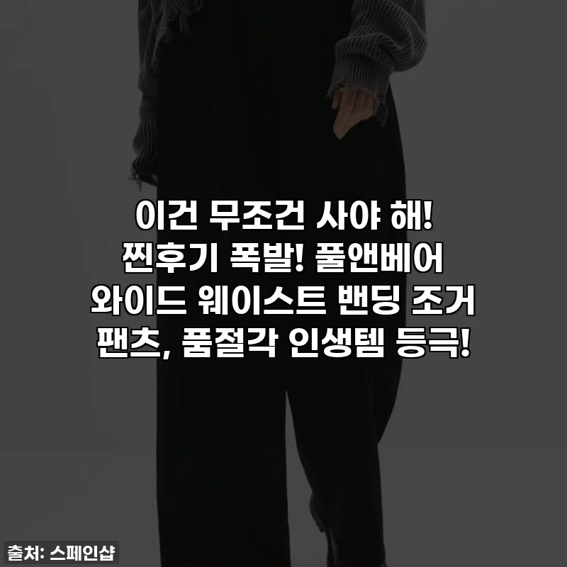 이건 무조건 사야 해! 찐후기 폭발! 풀앤베어 와이드 웨이스트 밴딩 조거 팬츠, 품절각 인생템 등극!