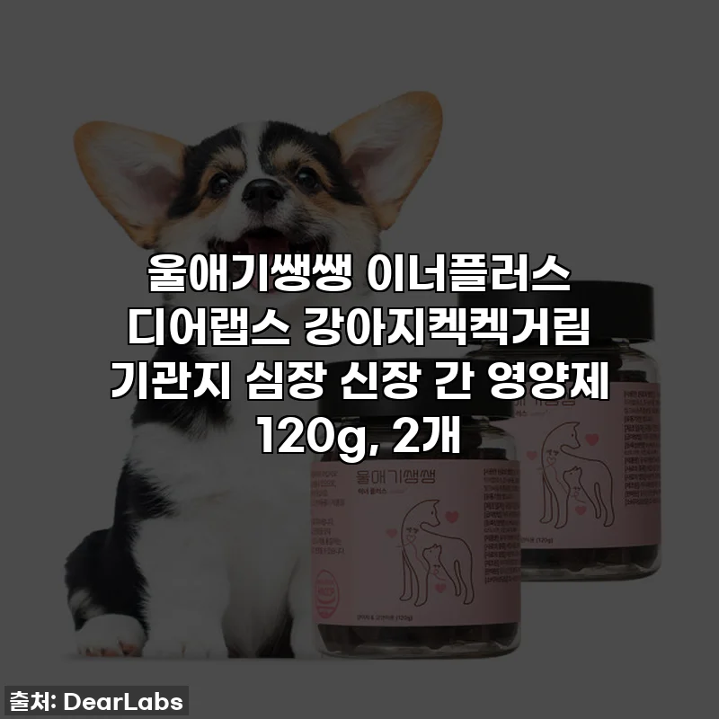 울애기쌩쌩 이너플러스 디어랩스 강아지켁켁거림 기관지 심장 신장 간 영양제 120g, 2개