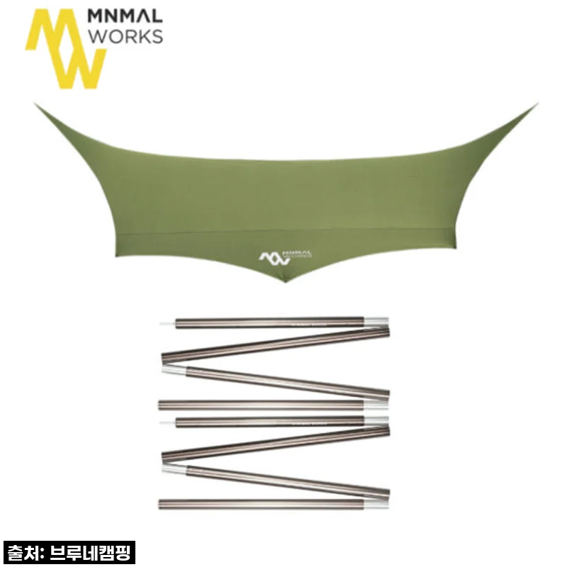 미니멀웍스 블루홀 옥타 메인폴 28 2개 포함 블랙코팅 타프 캠핑 대형 그늘막 올리브
