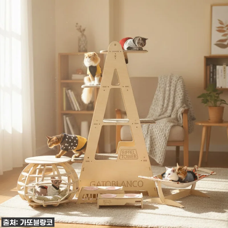 에펠 타워 원목 캣타워 관련 이미지 1