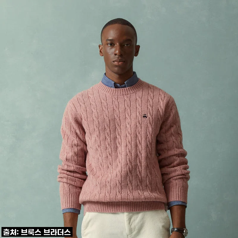 봄날의 화사함 한 스푼! 브룩스브라더스 셔틀랜드 케이블 풀오버 핑크, 품절 전에 얼른 겟했어요!