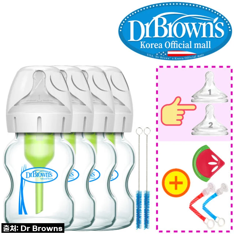 닥터브라운 유리 베이직 와이드넥 젖병, 우리 아기 배앓이 탈출의 비결! (150ml 4개 사용후기)