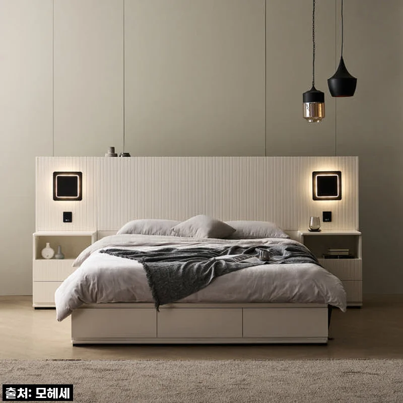 피아 신혼 부부 호텔 침대 원목 프레임 퀸 킹 사이즈 Q/K공용