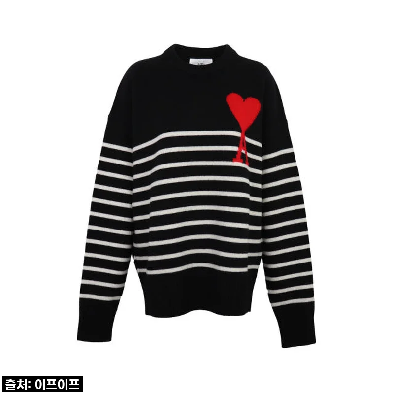 아미 빅하트 로고 스트라이프 울 니트, 겨울 감성 제대로 채워주는 나만의 착용 후기