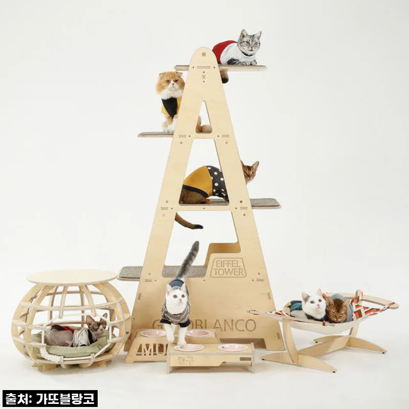 에펠 타워 원목 캣타워