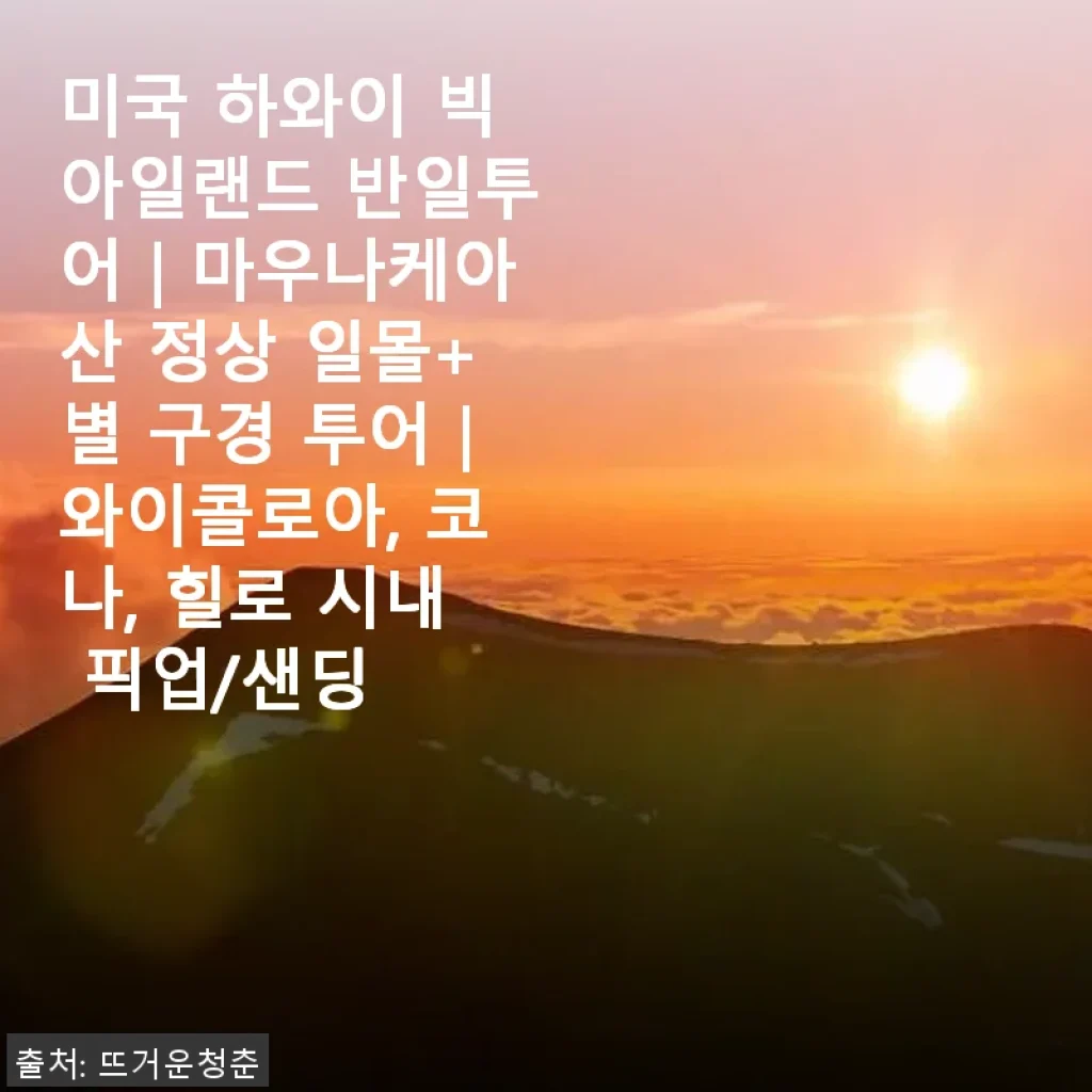 미국 하와이 빅아일랜드 반일투어 후기｜마우나케아 산 정상 일몰과 별 구경 경험담