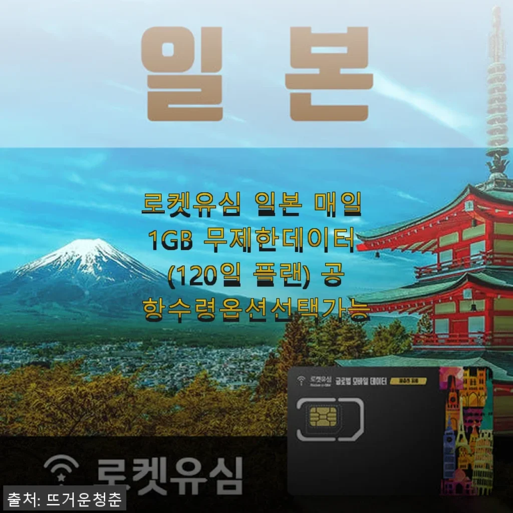 로켓유심 일본 매일 1GB 무제한데이터 120일 플랜 사용후기