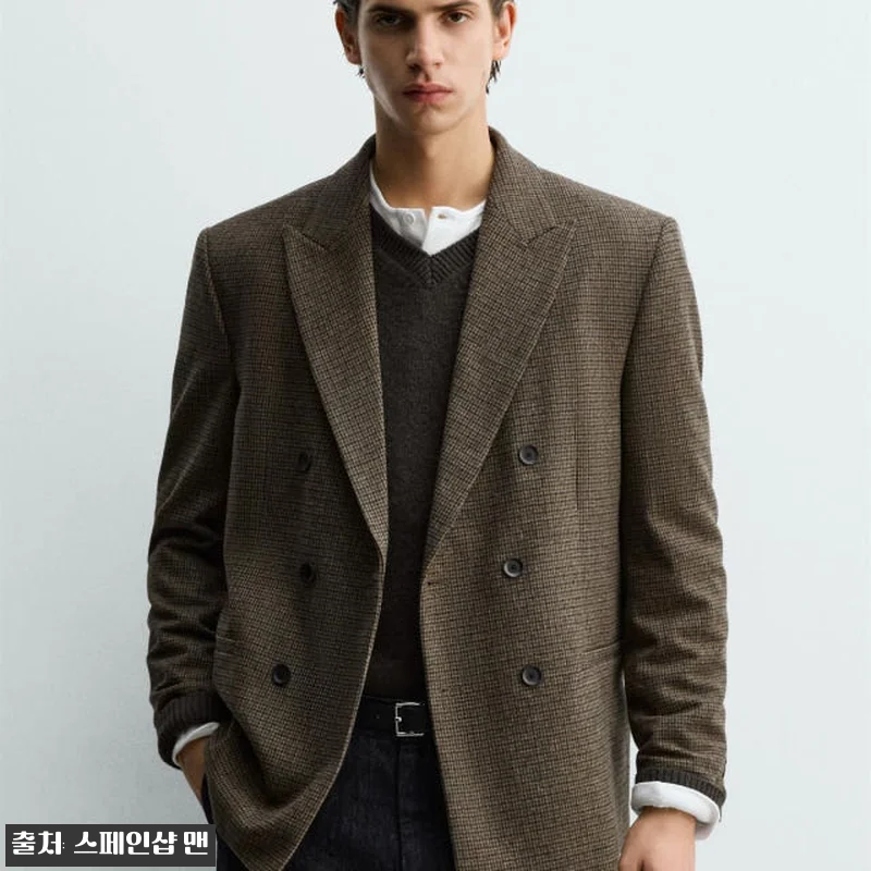 자라 울블렌드 체크 더블브레스트 블레 관련 이미지 2