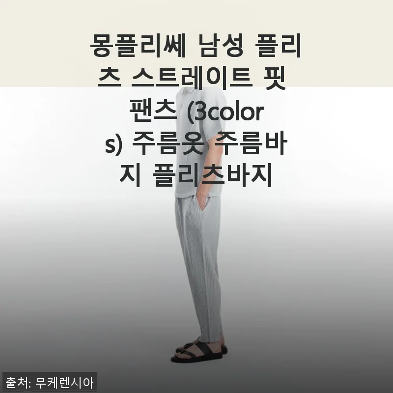몽플리쎄 남성 플리츠 스트레이트 핏 팬츠 사용후기: 세련된 주름바지의 매력