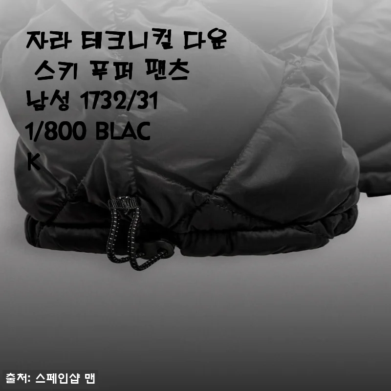 자라 테크니컬 다운 스키 푸퍼 팬츠 남성 1732/311/800 BLACK 사용후기