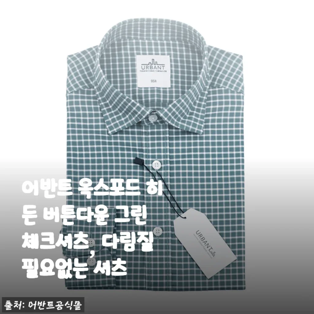 장마철에도 구김 걱정 끝, 어반트 옥스포드 히든 버튼다운 그린 체크셔츠 입어보니