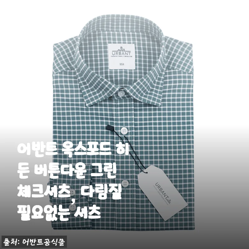 장마철에도 구김 걱정 끝, 어반트 옥스포드 히든 버튼다운 그린 체크셔츠 입어보니