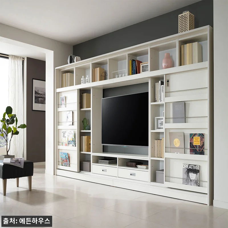 에든 거실 서재화 TV 전면책장 월플 관련 이미지 2