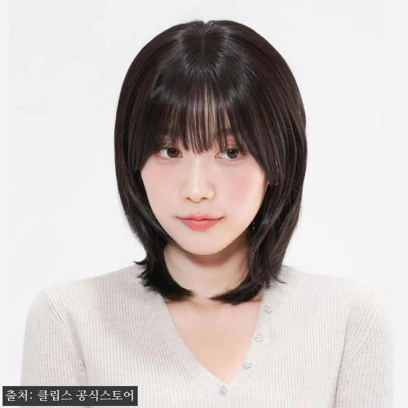 수제통가발 중단발 레이어드 사이드뱅 관련 이미지 1