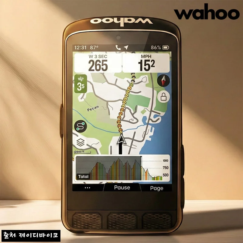 와후 엘리먼트 에이스 자전거 GPS 네비게이션 속도계, 큰 화면과 직관성으로 눈길 가는 라이딩 이슈템