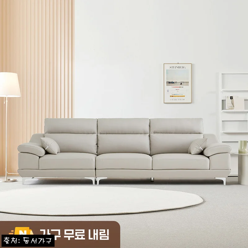 동서가구 뉴테라 천연면피가죽 소파 4인용 라이트그레이, 35% 할인 가격으로 보는 핵심 후기