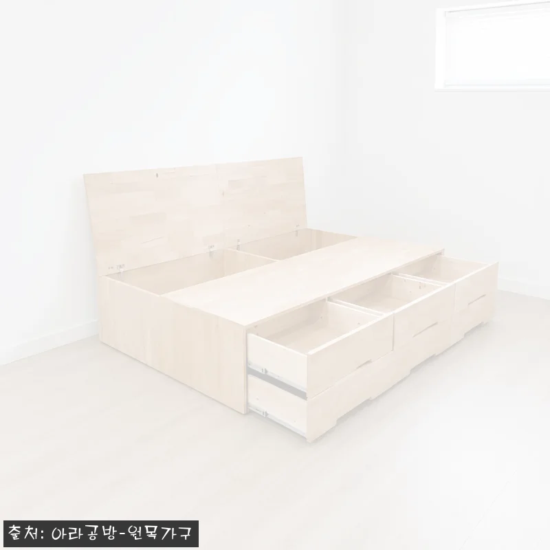 아라공방 고무나무 원목 2단 6서랍 벙커 높은수납 침대 프레임, 작은방 수납 고민 덜어줄 이슈템